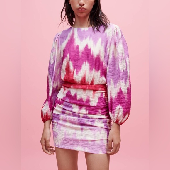 MAJE Tie Dye Printed Open Back Dress in Size 38/ US M - Picture 3 of 8